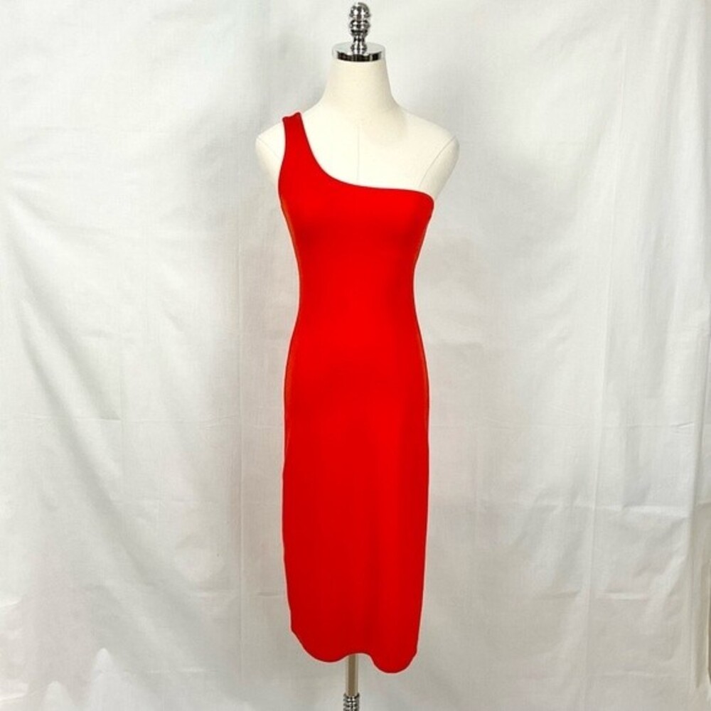 Revolve Savanna Red Dress One Shoulder Poppy Midi H:OURS Sz XS Bodycon Fitted